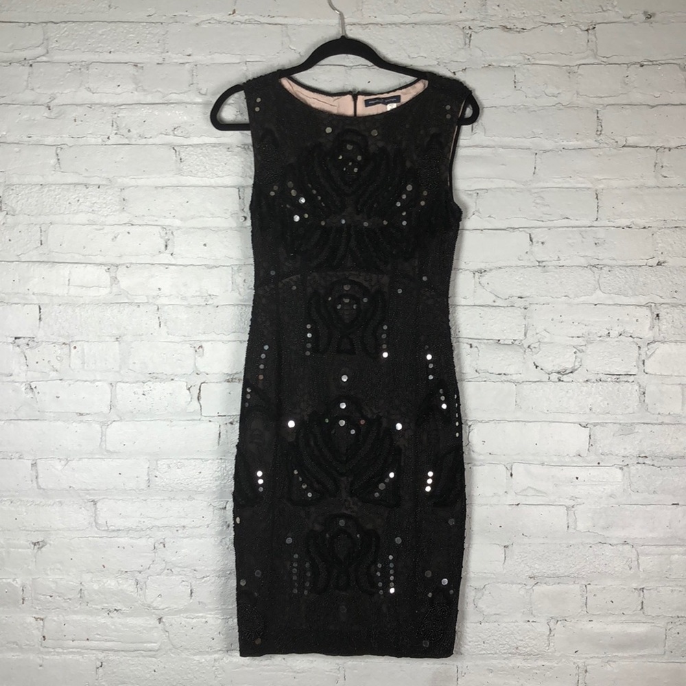 Black beaded pencil dress
